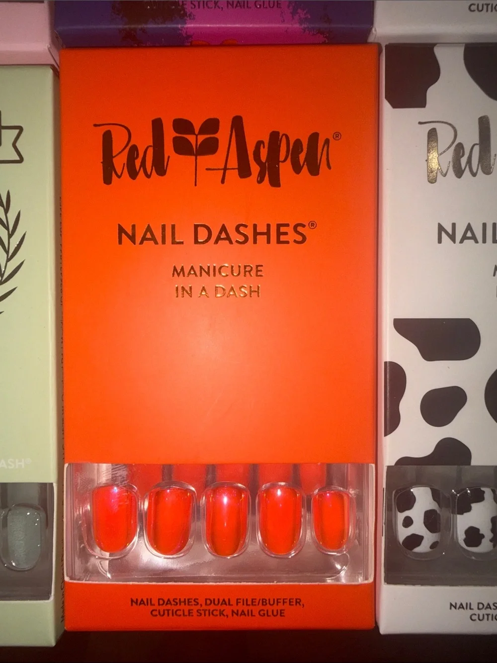 Red Aspen Nail Dashes Press-On Nails - Multi Color Pack